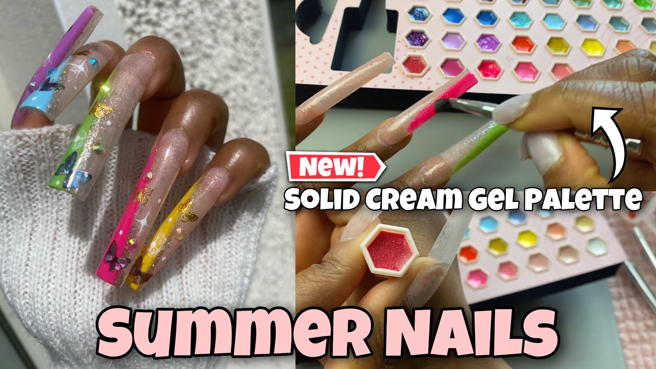 BUTTERFLY SIDE FRENCH | NEW 48-in-1 SOLID CREAM GEL PALETTE by MEFA GEL POLISH | Beginner Nail Art