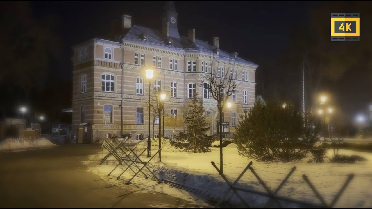 Relaxing Winter Nightwalk Poland WEJHEROWO 4K