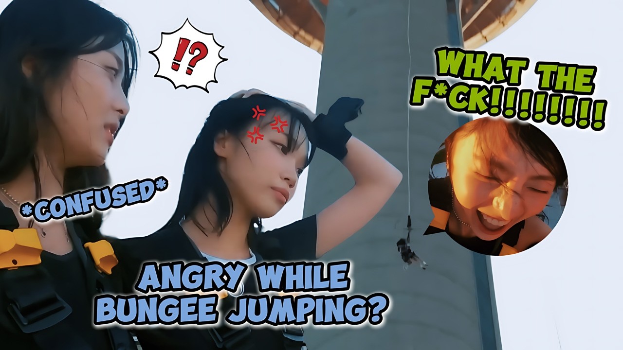 BUNGEE JUMPING GONE WRONG: KIM CHAEWON ANGRY 😡 | YUNJIN CURSING! 😱