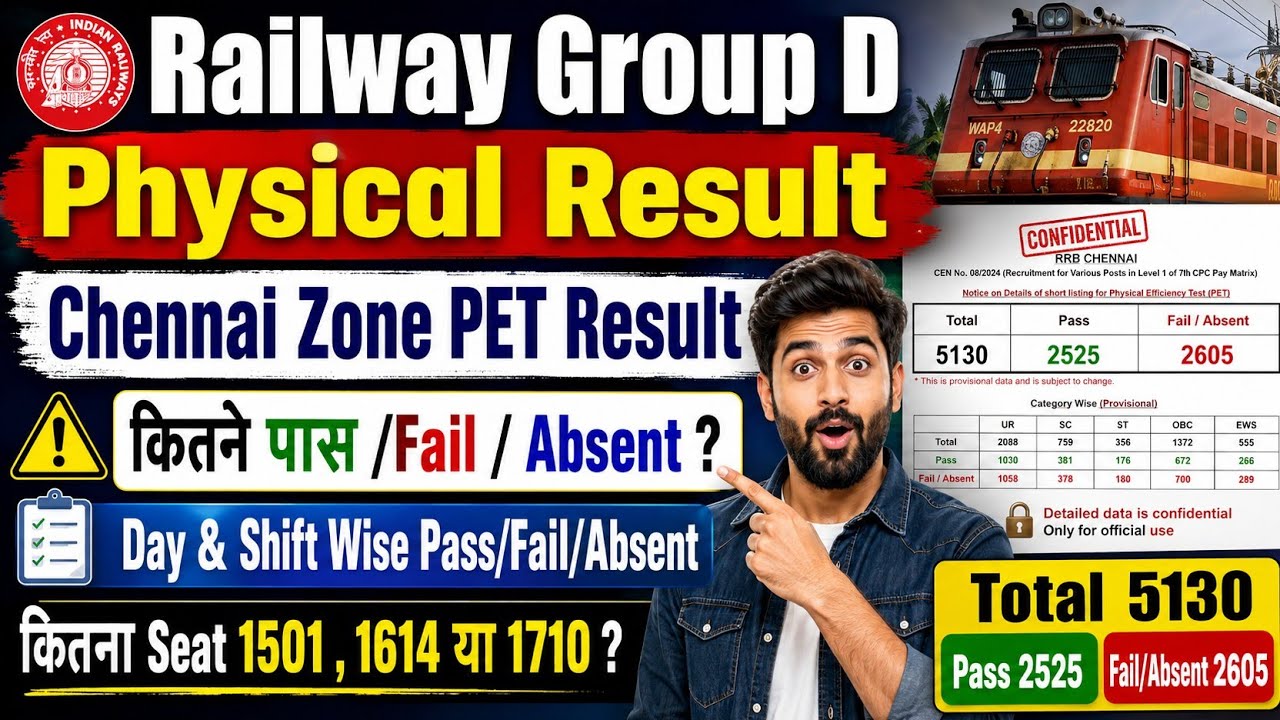 Chennai Zone Complete Data Is Out || Railway Group D PET All Shift Result || How Many Seats Incre...