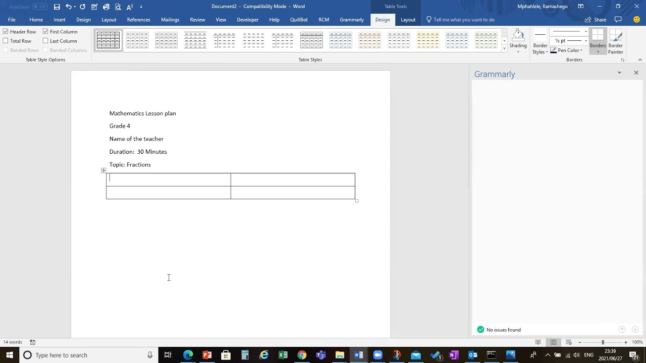 How to create a lesson plan template