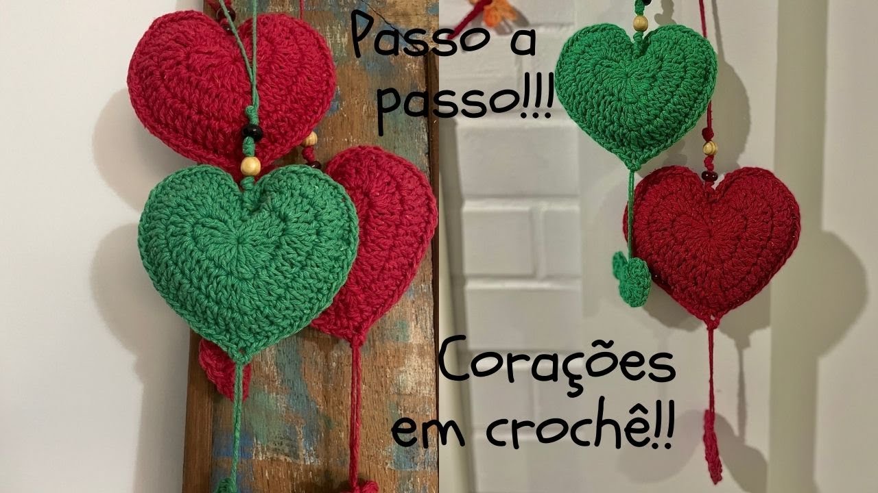 Coração em crochê - modelo nº 1 - Lindo como enfeite para o Natal!!!