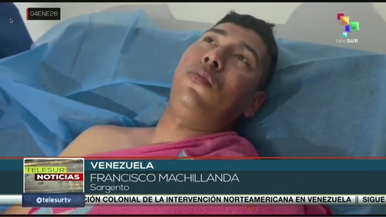 A Venezuelan TV station broadcasts the damage caused by Donald Trump's bombings in Venezuela.
