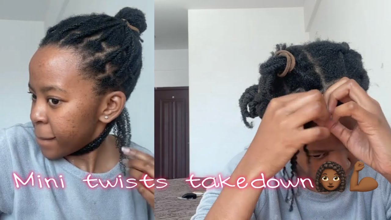 3 months mini twists take down on 4c hair