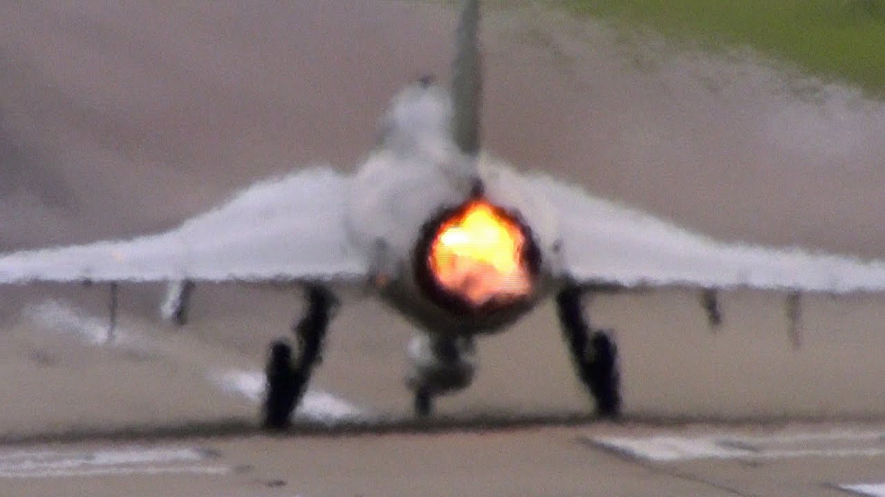 Flame Spitting Saab Draken Jet.
