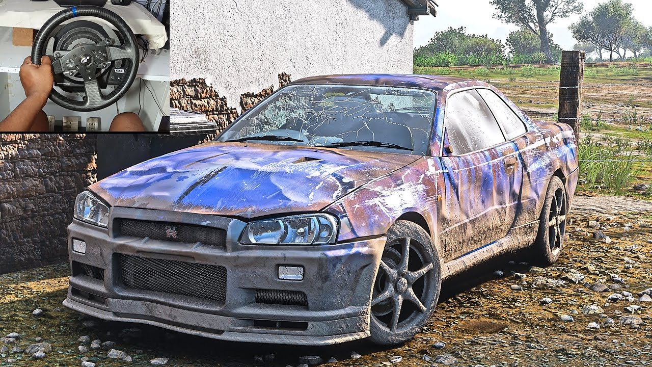 Rebuilding Skyline GT-R V-Spec 2002 Nissan Forza Horizon 5 Steering Wheel Thrust master T300 GT Game