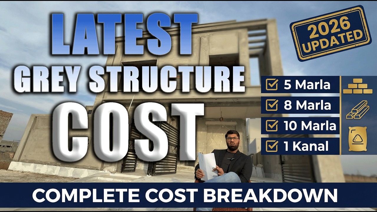 Latest Cost Feb 2026: 5, 8, 10 Marla & 1 Kanal Grey Structure Analysis | TeamOvercs
