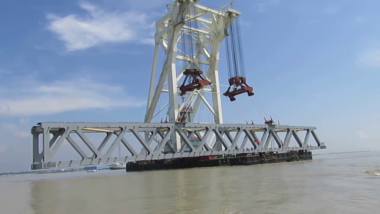 Padma bridge's first span is carrying to the pile 37 for set up