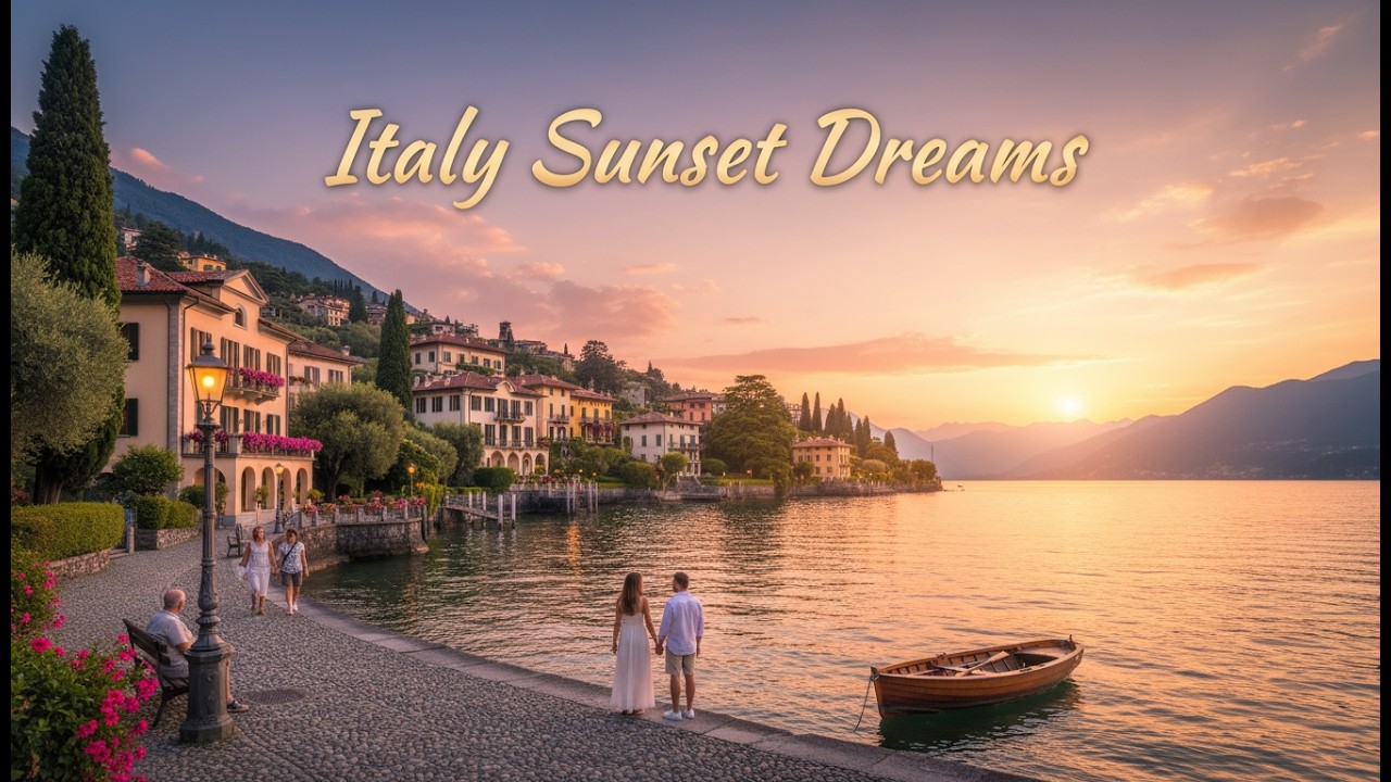 Relaxing Italian Guitar Music 🇮🇹 | 1 Hour of Lake Como Sunset Ambience