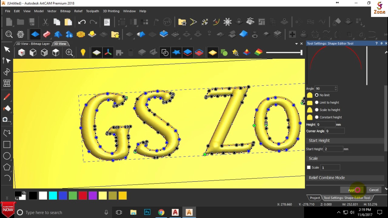 How to make 3 type text in ArtCam 2018