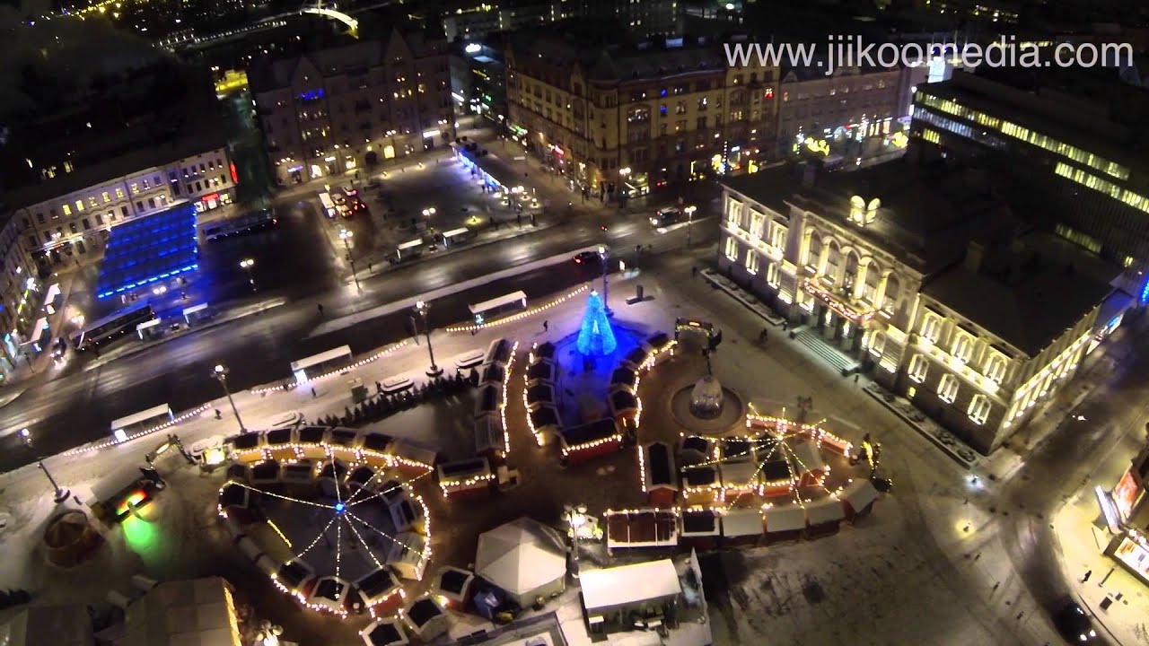 Tampere keskustori aerial video 14.12.2015