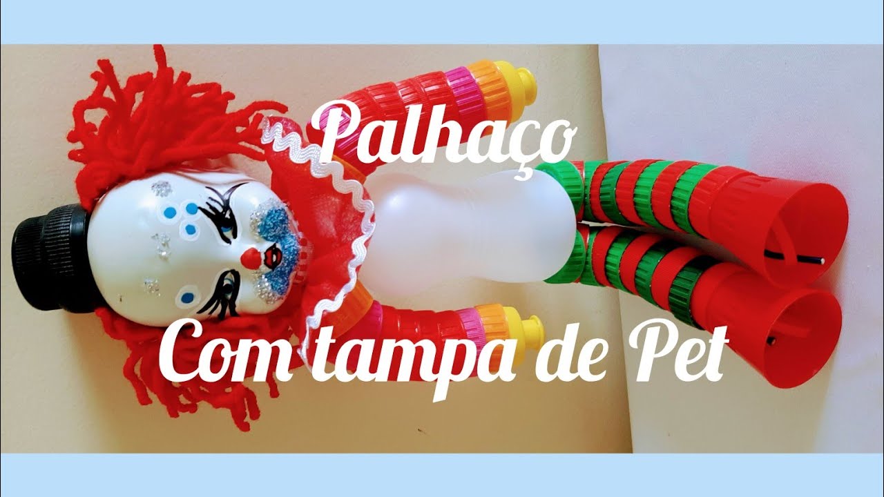 Como fazer palhaço com tampa de garrafa pet. #garrafaspet  #brinquedoseducativos #tampas #danone