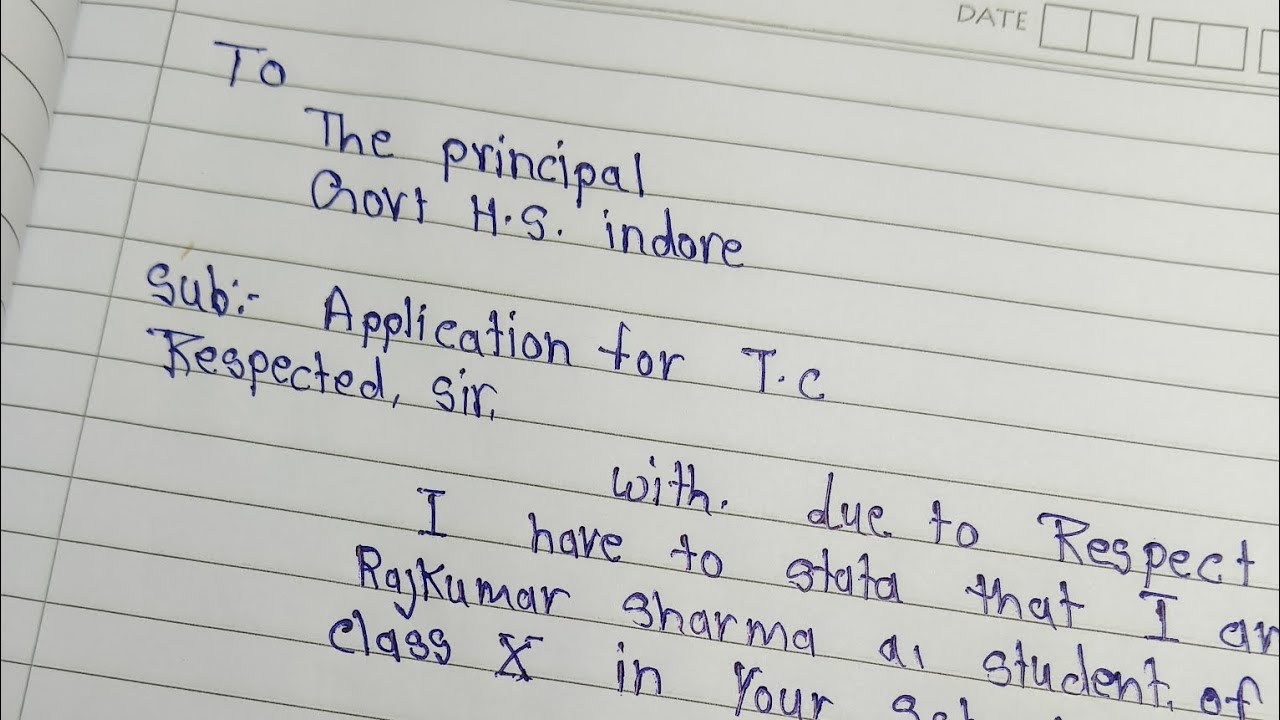 Application for character certificate//application to principal // handwriting//