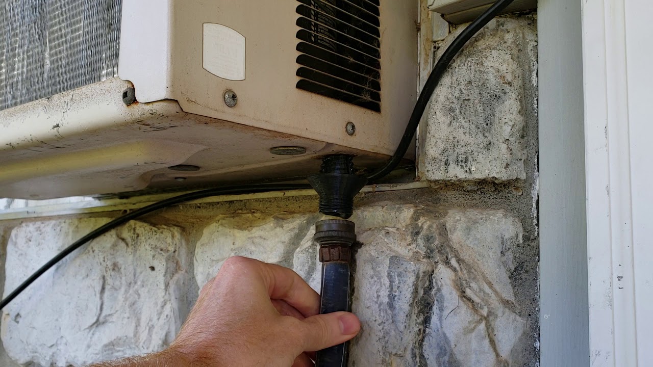 Air Conditioner (window A/C) Drain Condensation Drip Catcher to Garden Hose Connector  * 3d printed.