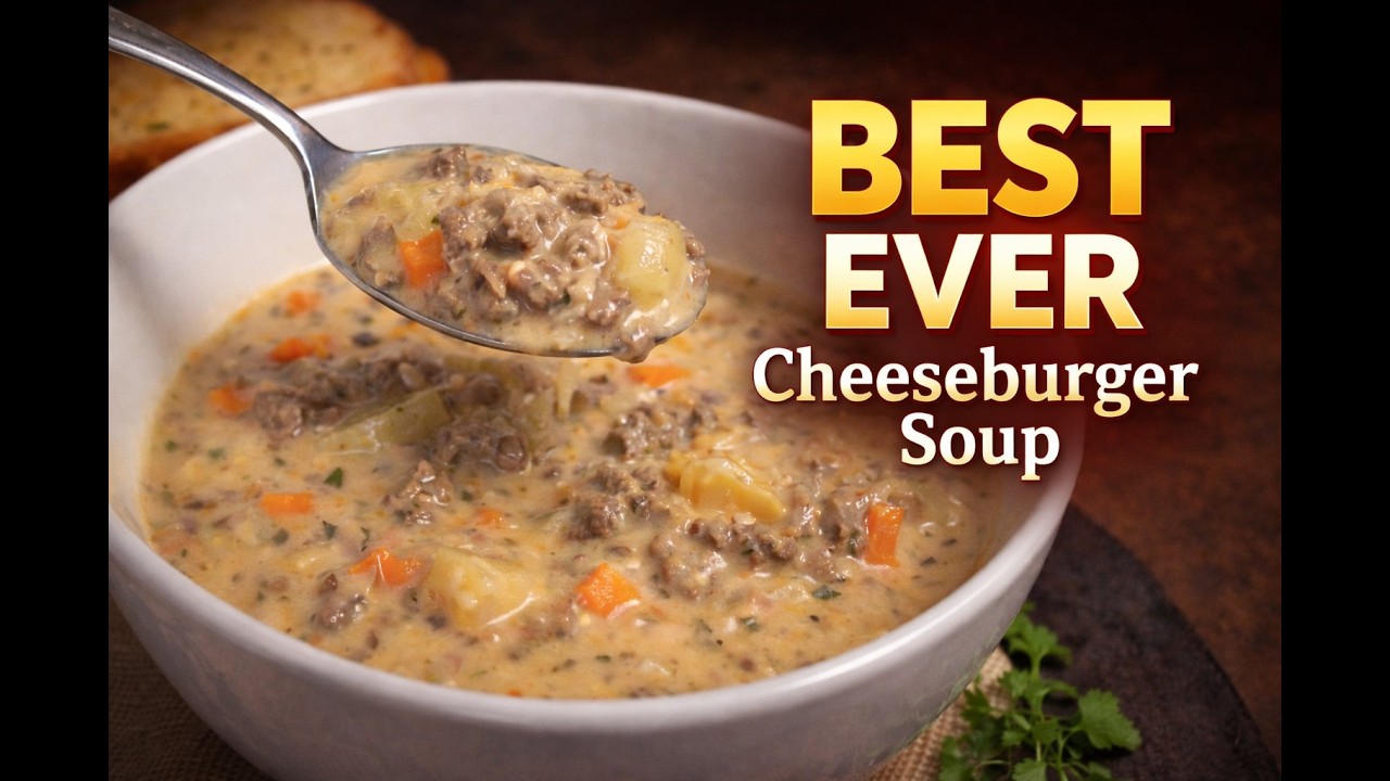 Delicious Cheeseburger Soup - Twisted Mikes