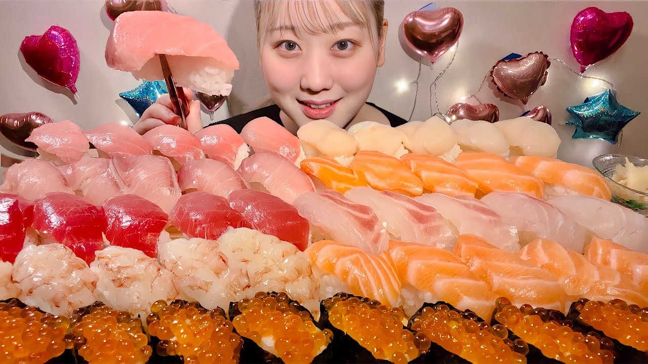 ASMR суши🍣【русские субтитры】【Mukbang/ Eating Sounds】