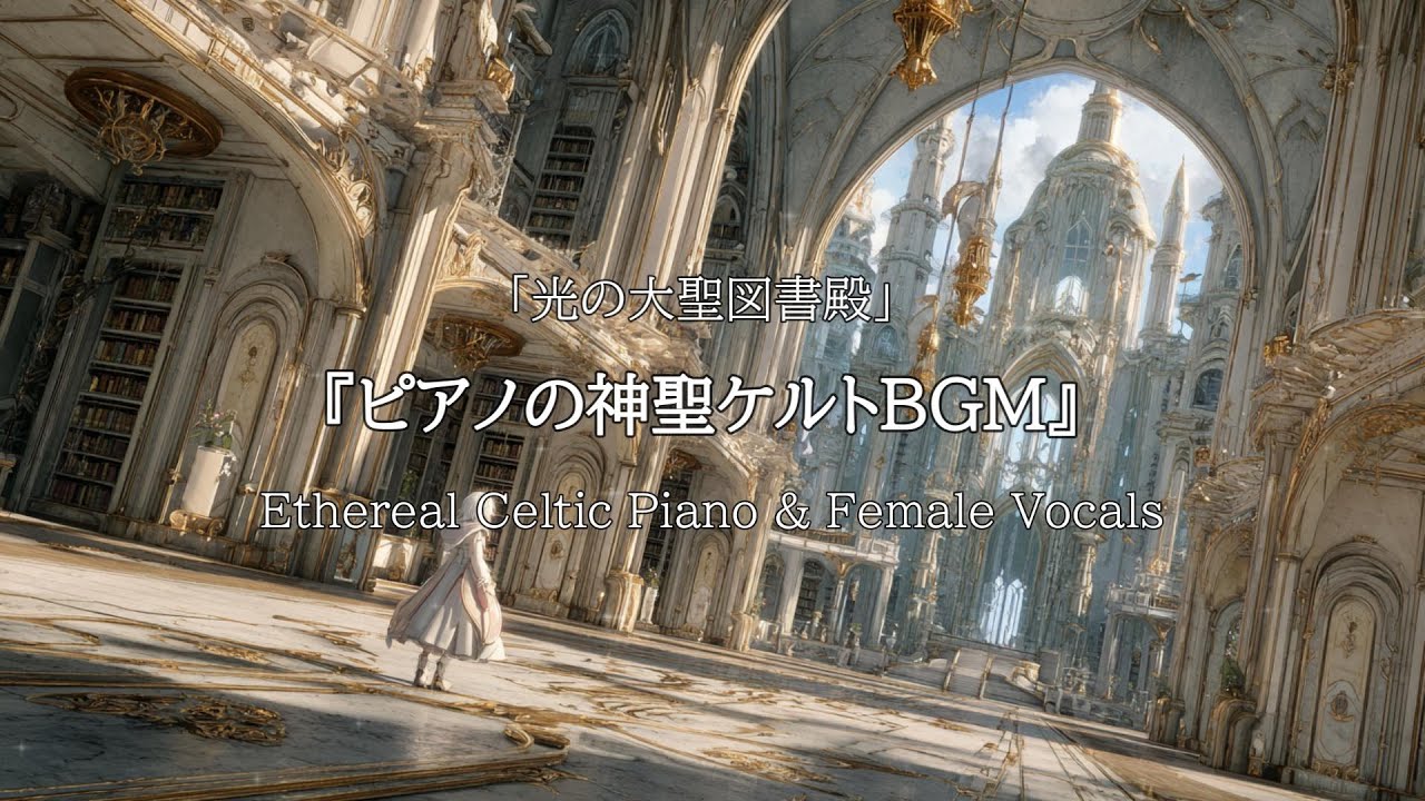 【作業用BGM】【癒し|リラックス】「光の大聖図書殿｜透明な歌声とピアノの神聖ケルトBGM」   散歩 | 読書 |勉強 | 瞑想