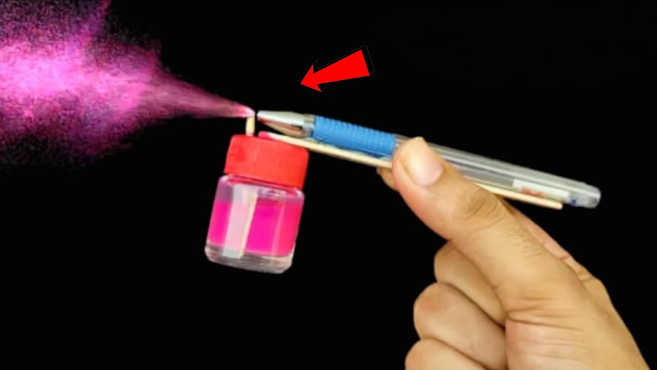 How to make a spray Gun out of pen Homemade air Paint spray gun no cost