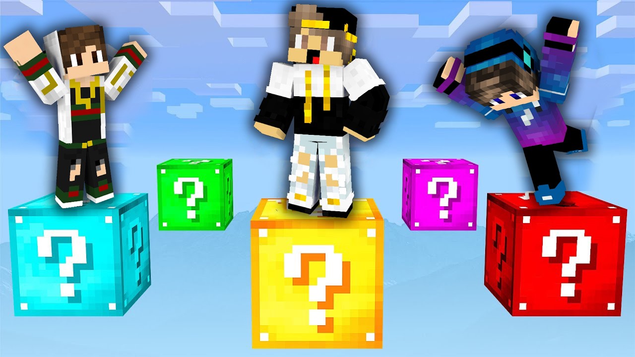 ماين كرافت ولكن تحديت اصدقائي في سباق بلوكات الحظ وحصل شيء مجنون ( بلوكات الغش ) !!!!!🔥🔥