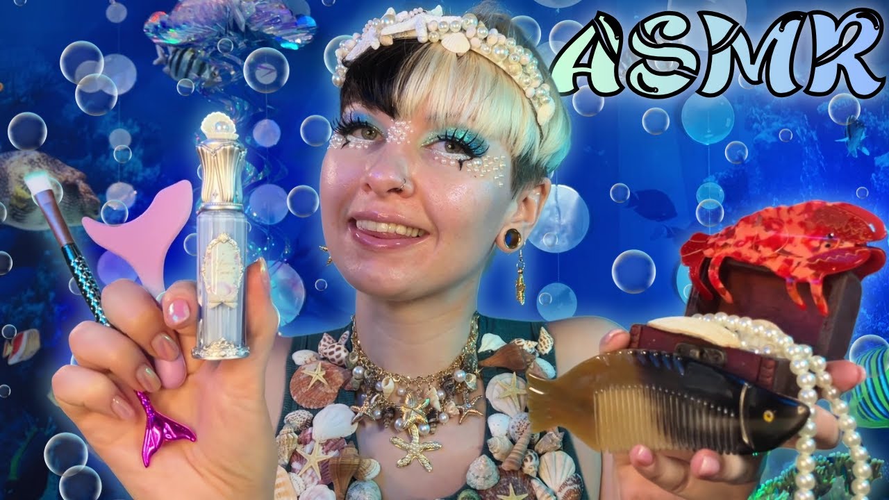 ВАШ ПЕРВЫЙ ДЕНЬ В КАЧЕСТВЕ РУСАЛКИ 🧜‍♀️ Подводный макияж! Мягкий АСМР для сна, расслабления и вес...