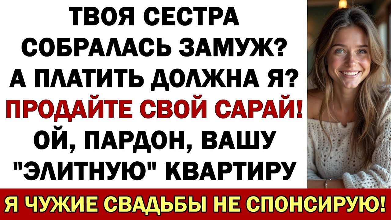 Твоя сестра собралась замуж  А платить должна я  Продайте свой сарай! Я чужие свадьбы не спонсиру