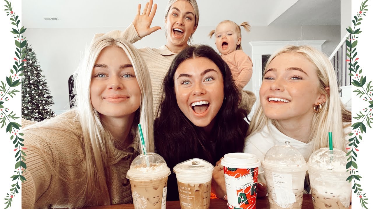 VLOGMAS: TASTE TESTING NEW STARBUCKS HOLIDAY DRINKS WITH THE ARNOLD SISTERS!!