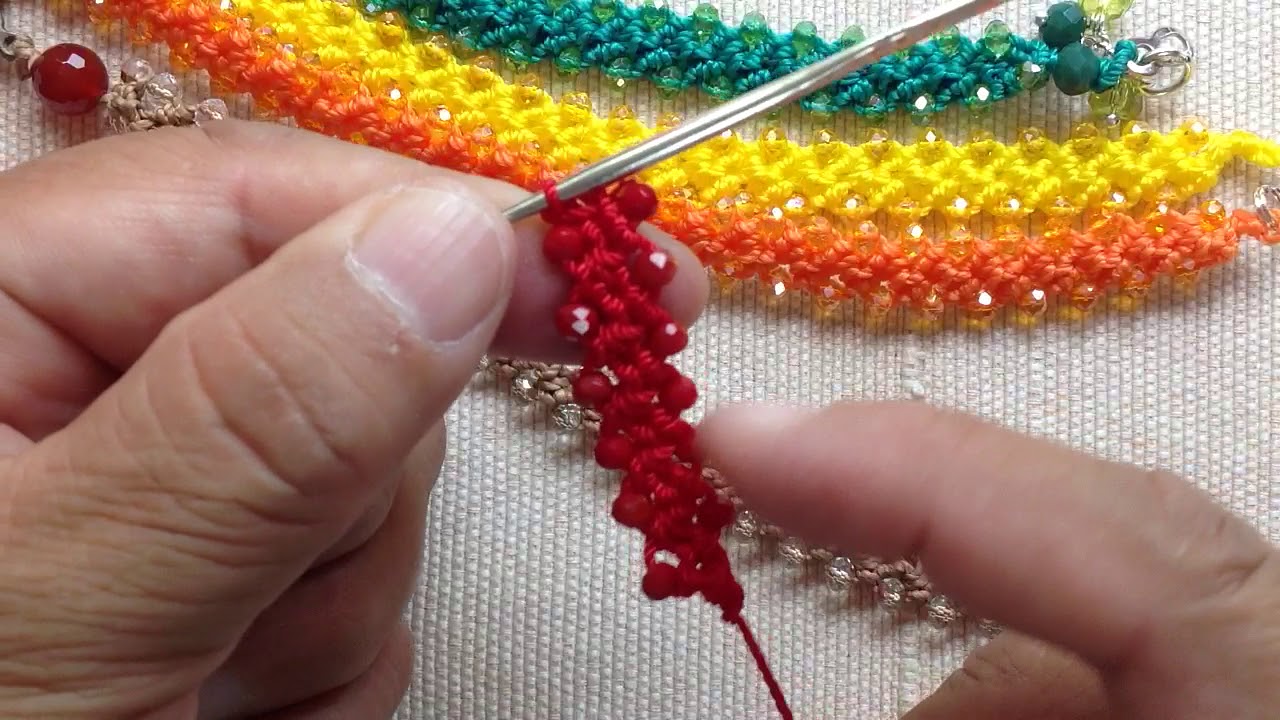 PULSERAS CROCHET PUNTO PETATILLO Y CRISTALES