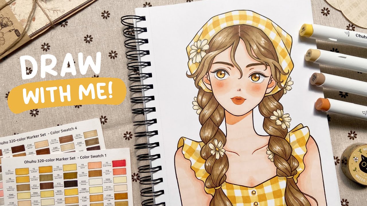 🌼 Draw with me / Relaxing Ohuhu 320 Alcohol Brush Markers Coloring Process