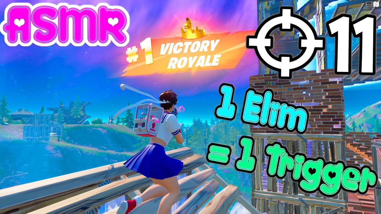 ASMR Gaming 🍀 Fortnite Sakura Victory 1 Elim = 1 Trigger Relaxing Controller Sounds + Whispering 🎧