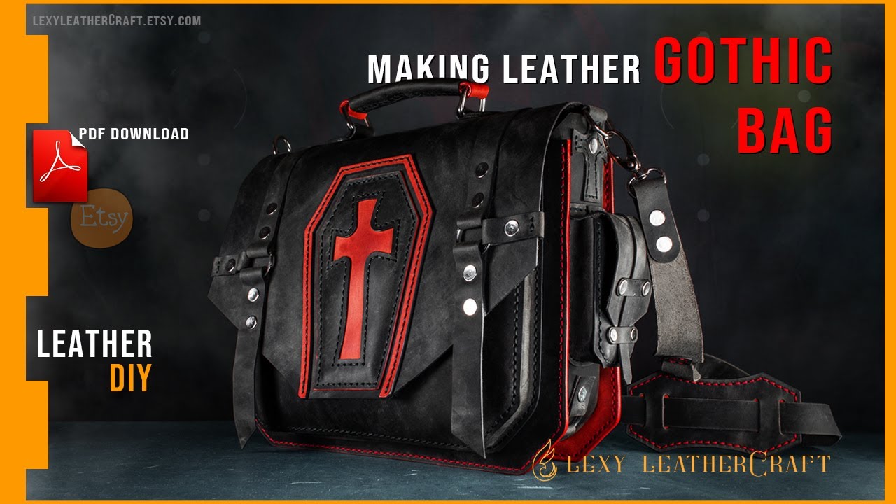 Leather bag making  - Leather Gothic bag - Leather DIY