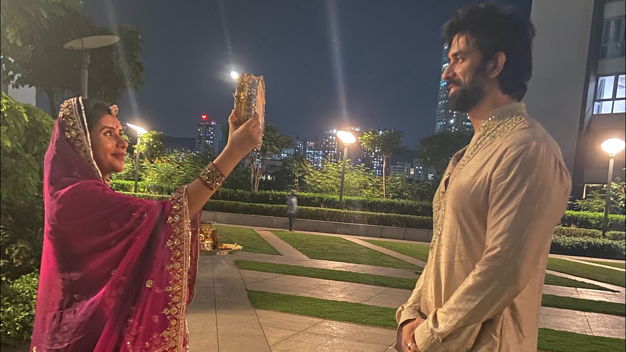 Karwa chauth puja vidhi | karwa chauth outfit |  Charu Asopa Sen |
