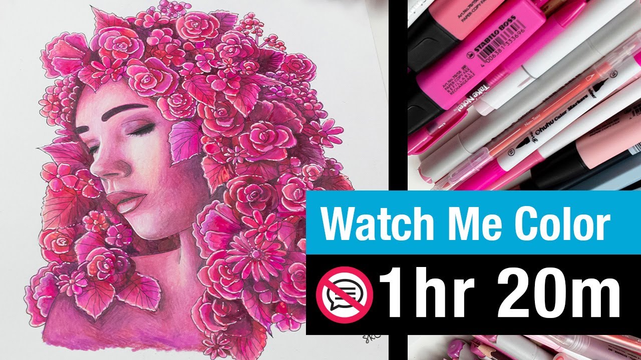 Pink Coloring Page Cancer Tribute | Relaxing Coloring Timelapse