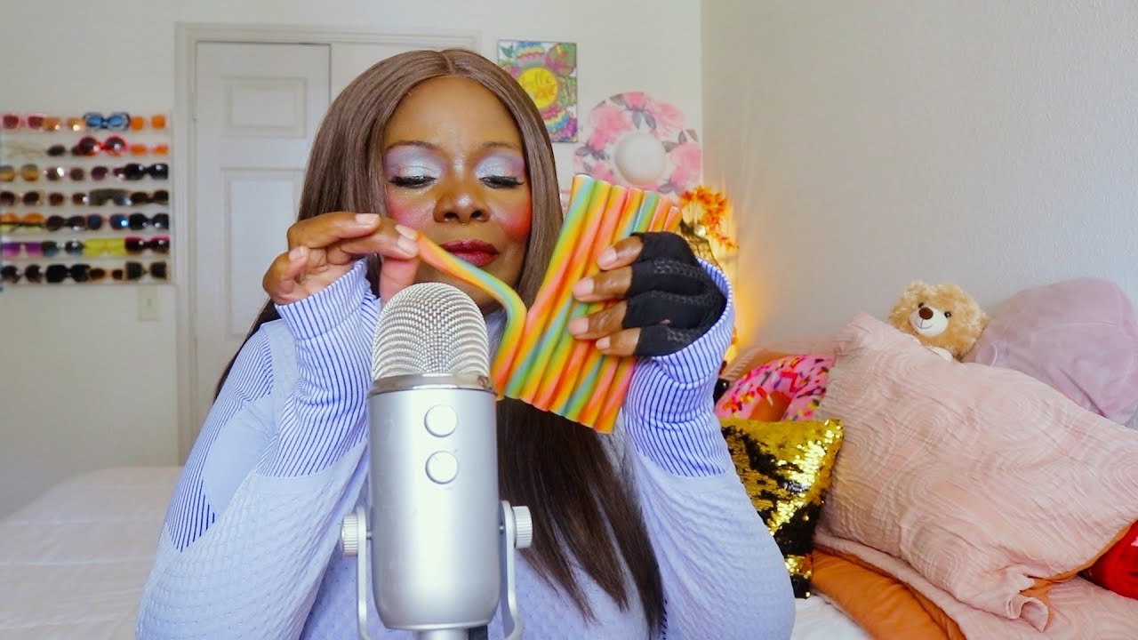 Sweet TARTS Chewy Gummies Twisted Rainbow Punch Ropes ASMR Eating Sounds