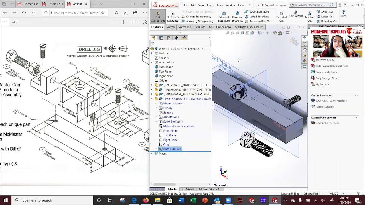 Создание деталей в сборке в Solidworks