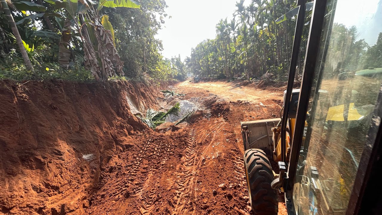 Village road project in India | jcb backhoes hill cutting project with tatatruck #virel #jcb #bakhoe