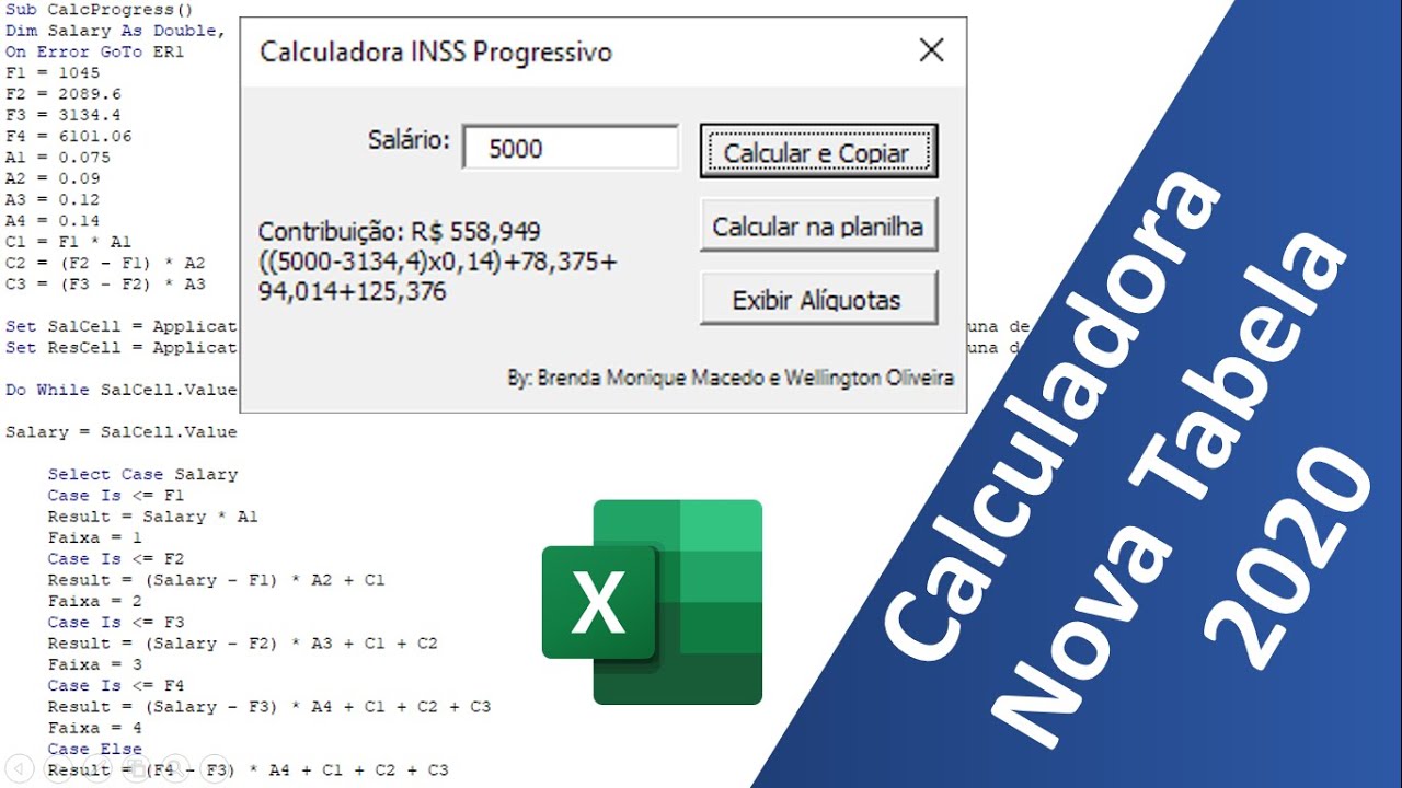 Calculadora INSS Progressivo - Novo c&aacute;lculo INSS Mar&ccedil;o 2020 - Excel com Macros
