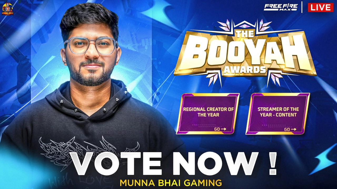 Vote Today For Munna bhai gaming In Booyah Awards Free Fire Telugu - Munna Bhai is Live #MBG
