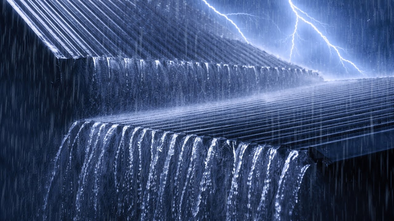 Relieve Stress to Sleep Immediately with Heavy Rain & Furious Thunder on Rusty Tin Roof at Night🌧️