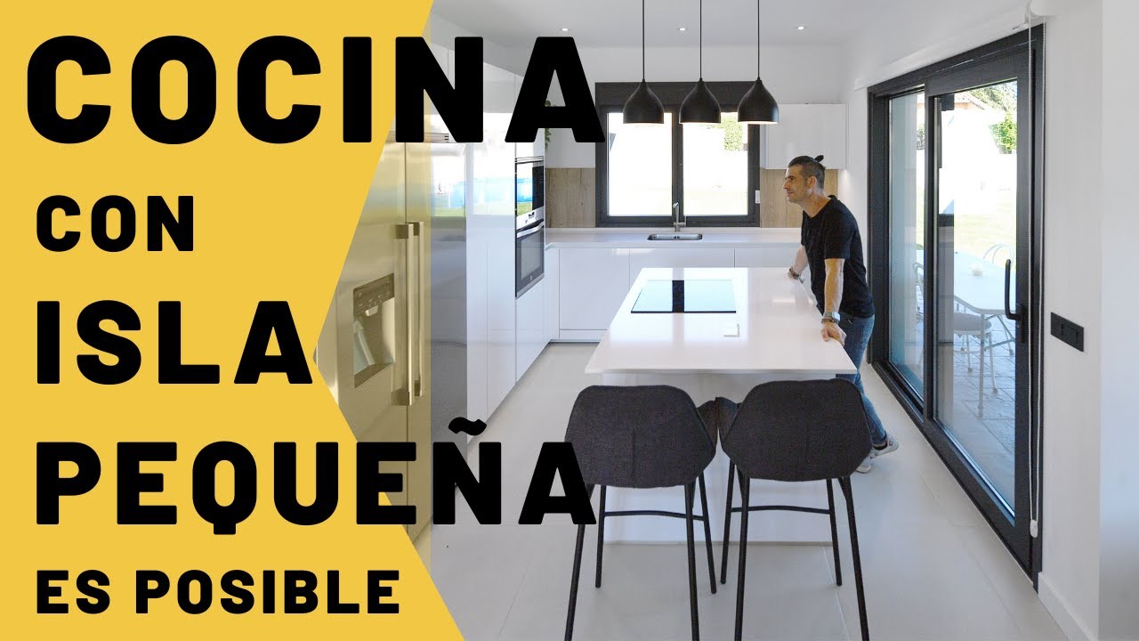 Cocinas PEQUE&Ntilde;AS con isla 🏝 Blancas 🔘