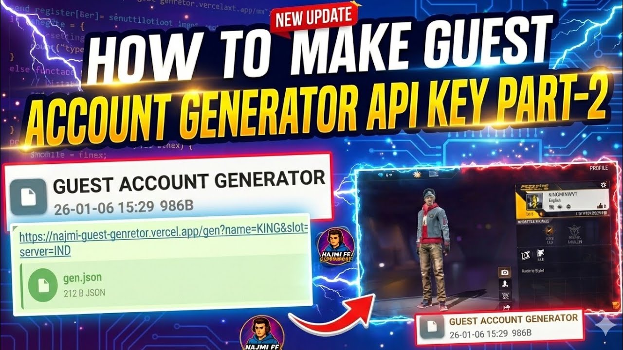 HAW TO MAKE FREE FIRE GUEST ACCOUNT GENERATOR API KEY ALL SERVER ID 😱🔥 PART-2