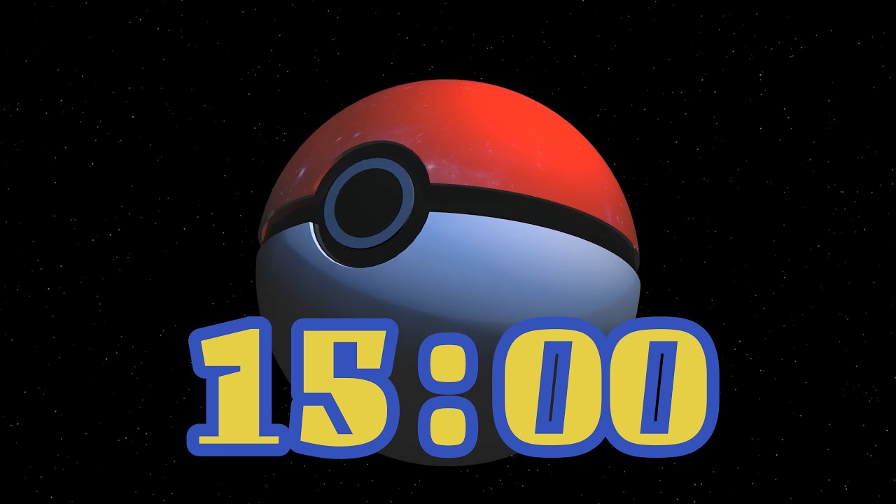 Catch 'Em All in 15 Minutes: A Pokemon Countdown with Music and Spinning Pokeball