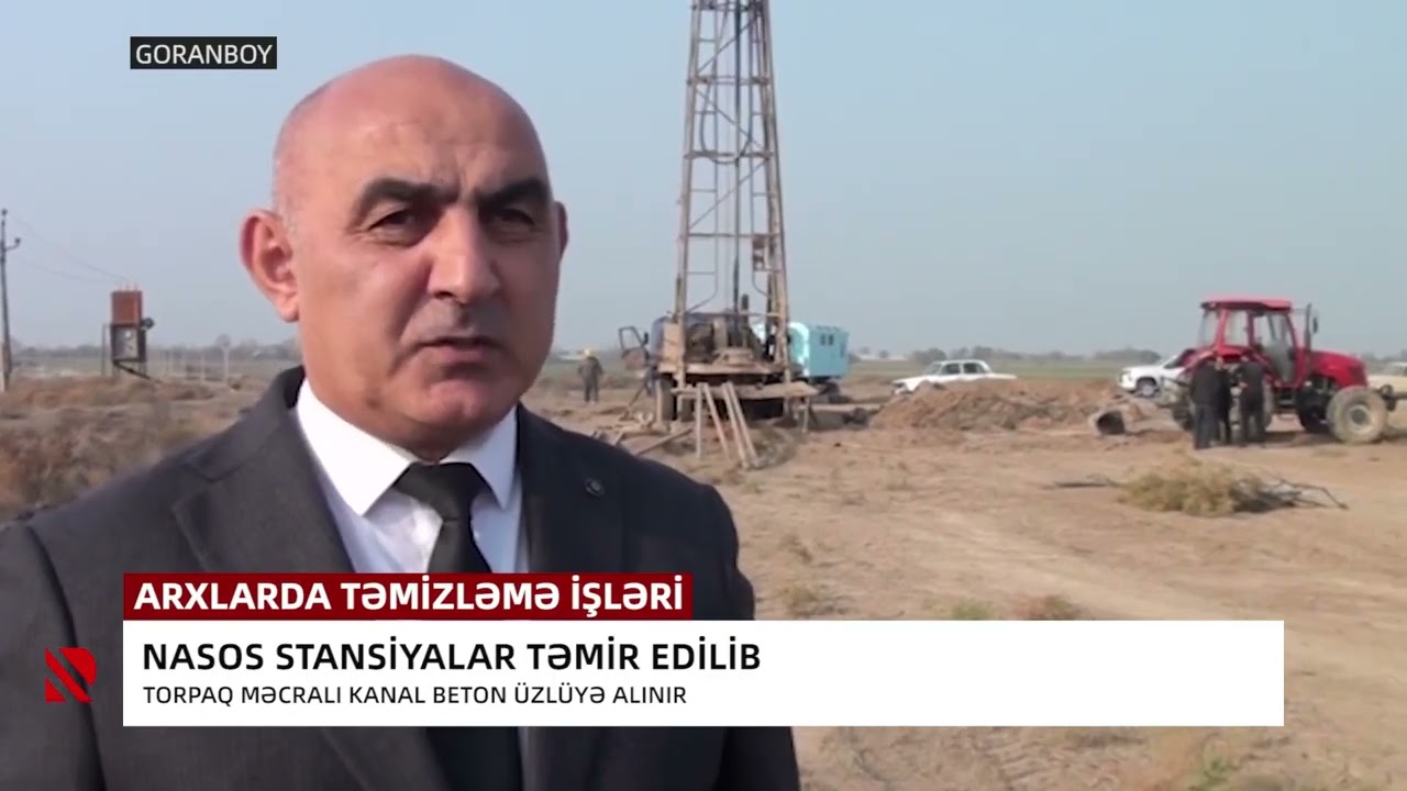 Goranboyda torpaq məcralı kanal beton üzlüyə alınır - Real TV 22.12.2025