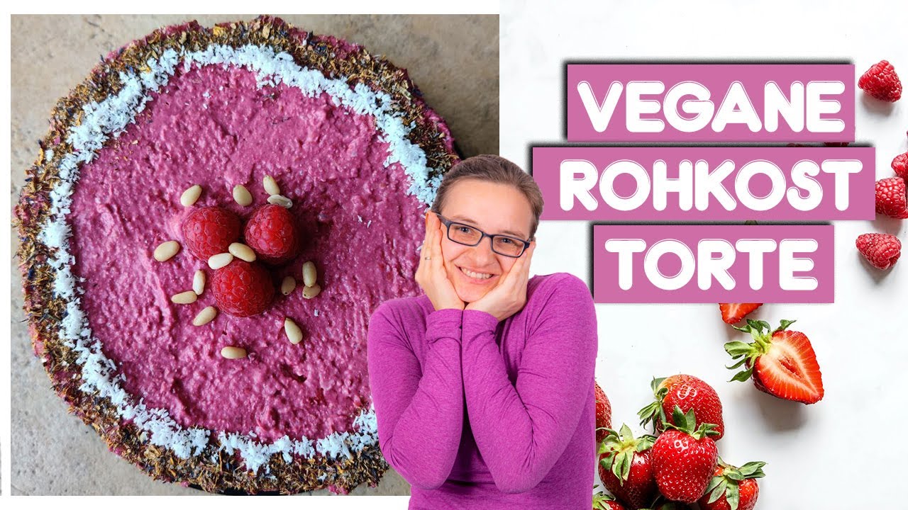 Vegane Himbeer Erdbeer Torte / ohne Backen (Rohkost Torte)