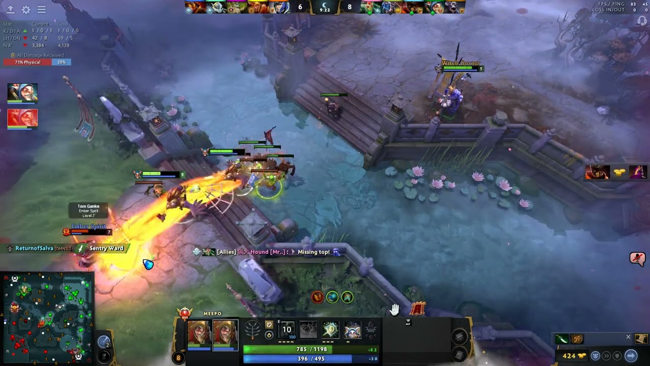 Grandmaster LVL30 Meepo Enjoyer Pack Rat Sange and Yasha Vs. Ember, Legion Cmmander, Luna and Tree