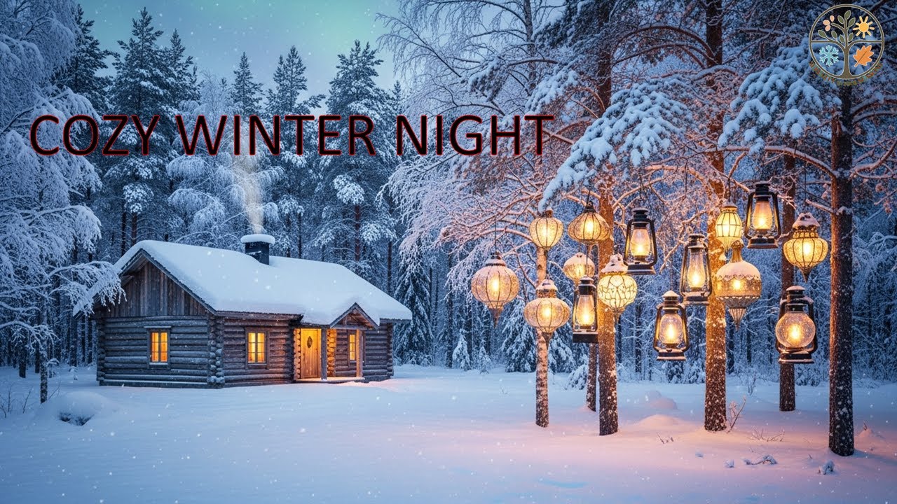 Cozy Winter Cabin Lights ❄️ Snowfall & Lantern Glow, Serenity in four Season
