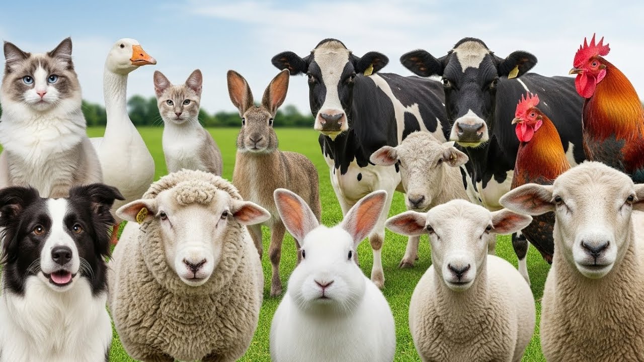 Explore Farm Animals: Pig, Sheep, Goat, Cow, Duck, Chicken, Dog, Cat