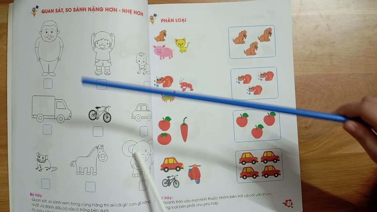Bé học quan sát nặng hơn - nhẹ hơn | Bé học phân loại | Bé học toán