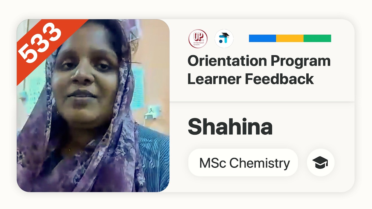 533 | Shahina | Learner Feedback I MSc Chemistry I Orientation Program | Kerala's No1 IGNOU Coaching