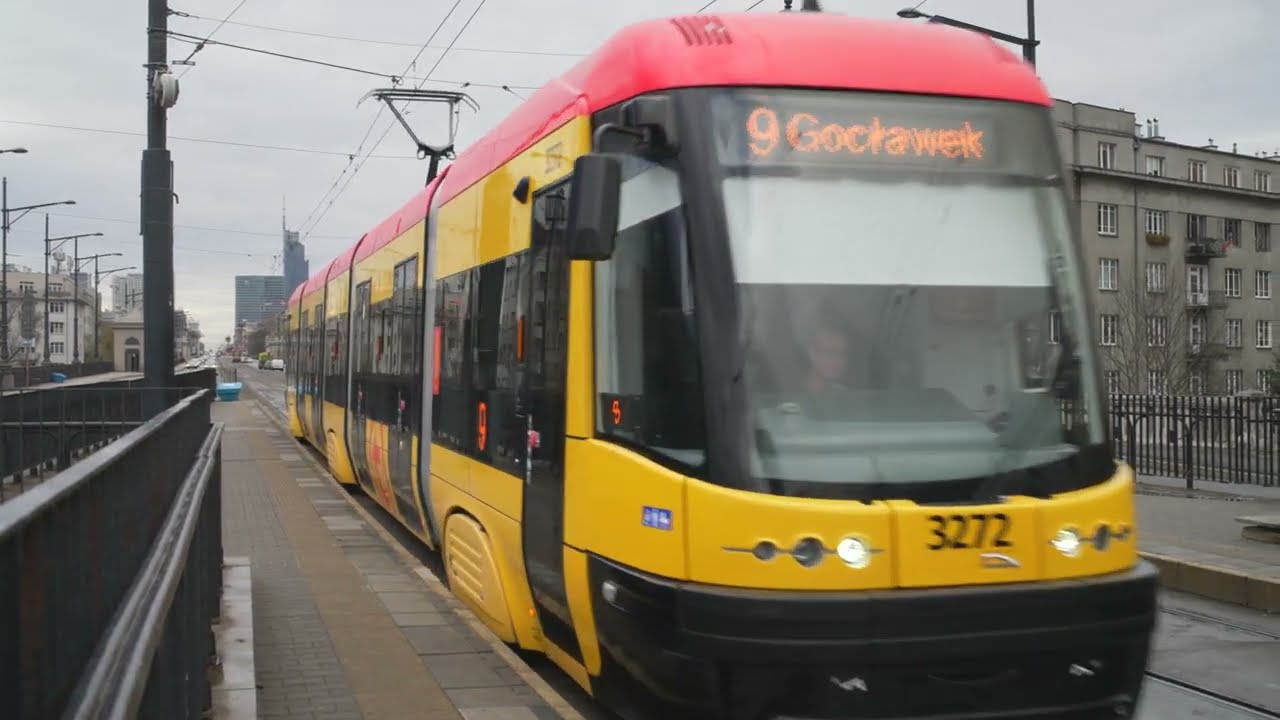 Poland, Warsaw, tram 9 ride from Poniatowski Bridge to Rondo Waszyngtona