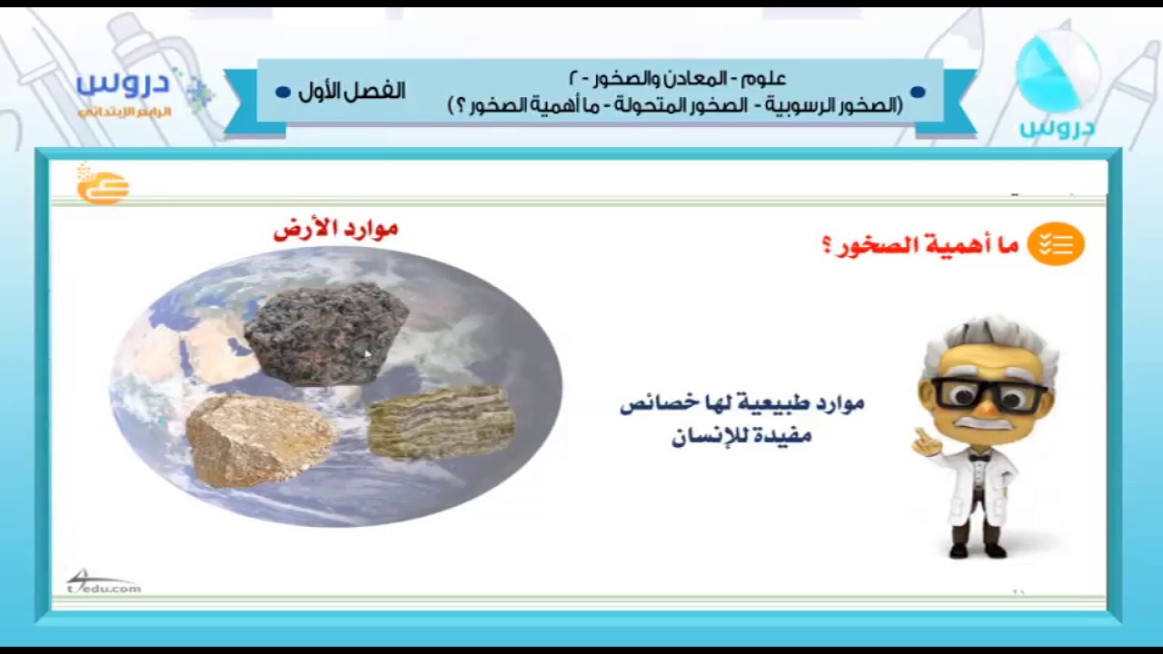 الرابع الابتدائي | الفصل الدراسي الأول 1438 | علوم | المعادن والصخور 2